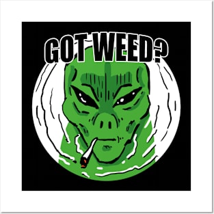 Got weed? smoking alien Posters and Art